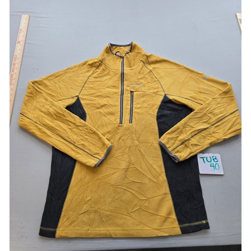 Craghoppers Mens M Quarter Zip Fleece Pullover Yellow Grey Hiking Outdoor Jacket